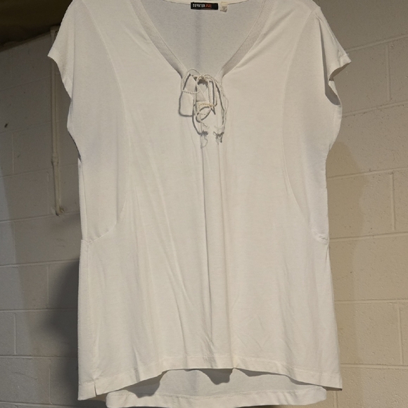 Devoted Luxury Apparel Tops - Elegant White Blouse with Lace-Up Detail